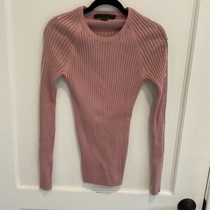 Alexander Wang Pink Ribbed Crew Neck Sweater